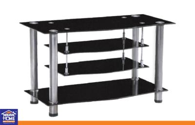 China Classical Tempered Glass DVD Table / Tea Table Modern TV Stands with Aluminium Tube for sale