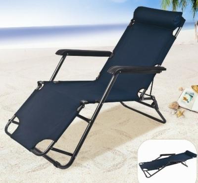 China Outdoor Furniture Portable Folding Dual Purpose Beach Chair with Handler Armrest and Pillow for sale