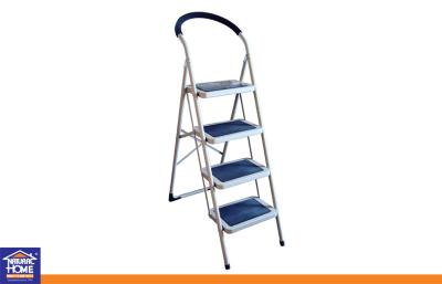 China Bright Blue 4 Steps Steel Home Ladders / Lightweight Retractable Ladder for sale