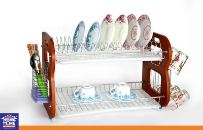 China IKEA Kitchen Utensils 2 Layer Dish Rack , Chrome Wire , Cup Rack , Chopstick Rack and 2 pcs Water Tray for sale