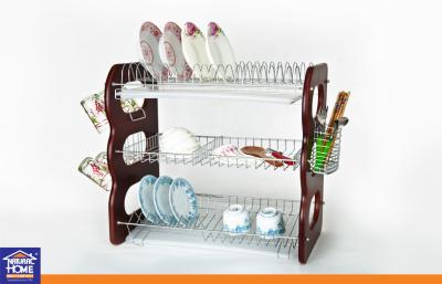 China IKEA Kitchenwares 3 Layer Dish Rack / Chrome Wire / Cup and Chopstick Rack and 3PCS Water Tray for sale