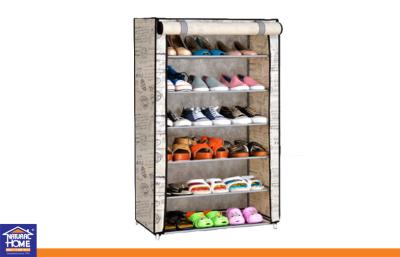 China Non-woven Fabric Wardrobe 6 Layer Shoe Storage Cabinets with Custom Color and Size for sale