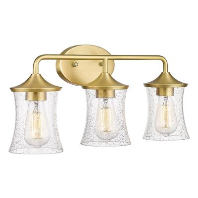 China New Modern Modern Bathroom Vanity Light 3 Lights Gold With Clear Seeded Glass Shade Wall Lamp For Farmhouse Bathroom Bedroom for sale