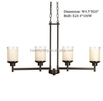 China Modern Iron Chandeliers Metal Iron Lamp Pendant Lighting With Glass Shade 4 Lights Dining Room Or Bar Or Cafe for sale