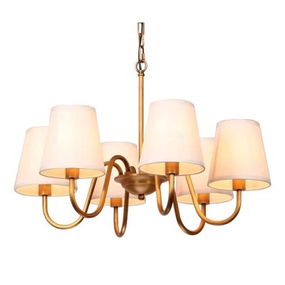 China Hotel Modern Classic Indoor Decorative Clear Pendent Fabric Copper Lamp Modern Chandelier for Living Room Home Bedroom for sale