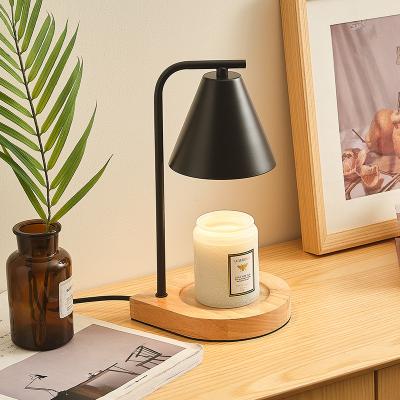 China Vintage Metal Bedroom Decor Base Dimmable Wooden Candle Warmer Lamp Melt Electric Wax Heaters Home Electric Wax Warmer With Timer for sale