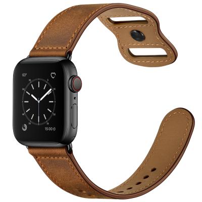 Cina Fanshion Sport Amazon Hit Watch Band Apple Leather High Quality Watch Band 38/40/42/41/45mm Horween Leather Strap For Smart Watch in vendita