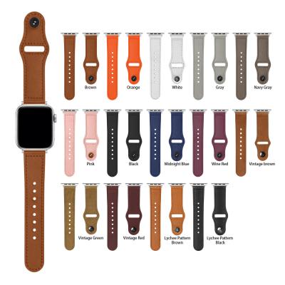 China Fanshion Sport Luxury Retro Litchi Buckle Leather Watch Band For Apple iWatch 42mm 44mm Strap for sale