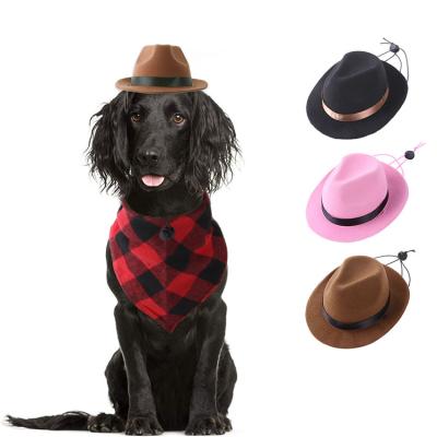 China Amazon Best Selling Hats Dog Hats Cat Hats Triangle Scarf Pet Cowboy Set Stocked Headgear for sale