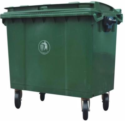 China Sustainable Strong Structure 1100 Liter Large Plastic Waste Bins With 4 Wheels EN840 Standard for sale