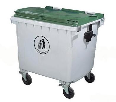 China Large Volume Street Sustainable Waste Bin With Pedal 1100 L Jump Wheel Foot Bins for sale