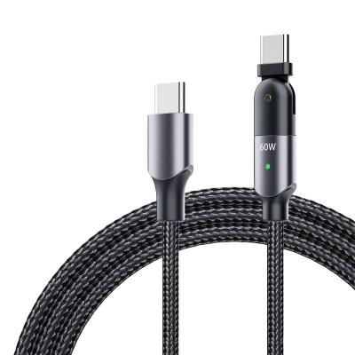 China sale palladium 180 degree rotating elbow 60w best 180 degree rotating c type 8pin fast charging android cable for sale