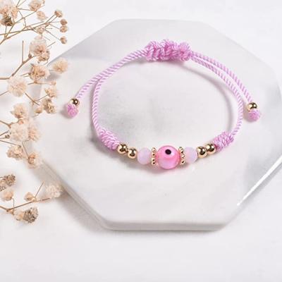 China 2022 Environmentally Friendly Evil Eyes Bracelet For Women Girls Women Girls Amulet Rose Protection Bracelet Good Luck String Bracelet Adjustable Anklet for sale