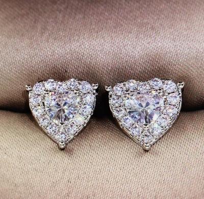 China Friendly Material Earring Studs Full Diamond Crystal Rhinestone Studded Peach Heart Earrings For Delicate Jewelry Gifts For Girlfriend Mom Wife for sale