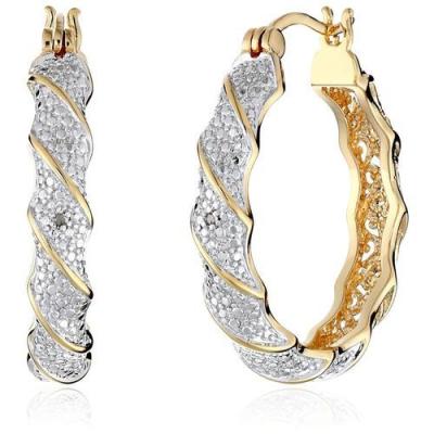 China Amazon CLASSIC Collection Plated Bronze Diamond Accent Twisted Hoop Earrings For Women Girls for sale