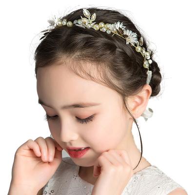 China European and American style wholesale new children's European and American style children's handmade pearl crown hair circle princess hair photo performance flower child hair acce for sale