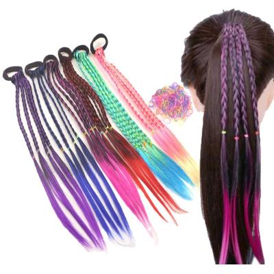 China Colorful 6 PCS Style Girl Hair Extension Accessory-Rubber Band Elastic Band Ponytail Hairstyle European And American Twist Band Wig Braid Head for sale