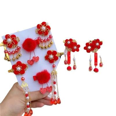 China Fabir Wholesale Chinese Style Hanfu Headwear Chinese Style Kids Wig Braids Hair Accessories Princess Hairpin Baby New Year Hair Accessories Girls for sale