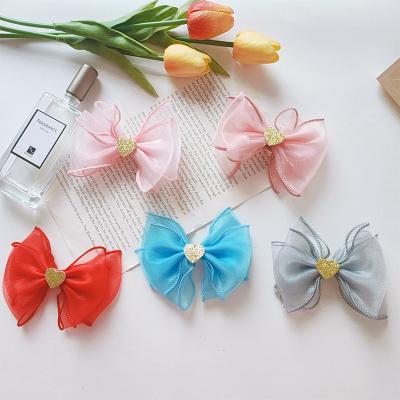 China 2021 Sweet Blue Butterfly Hair Accessories Kids Hair Accessories Baby Side Hairpins Solid Mesh Bow Hair Clip Girls Candy 2021 For Kids Clips for sale