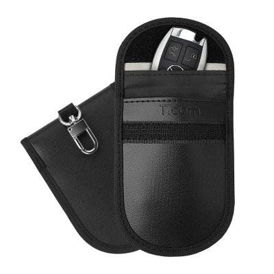 China PU Leather RFID Block Premium Block RFID Shield Quality Automatic Faraday Pouch Bag for sale