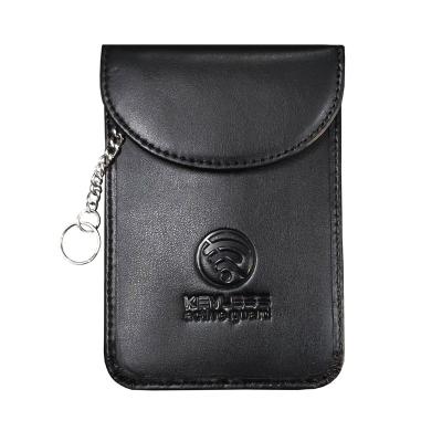 China RFID shield 2 layers real leather rfid block auto key faraday pocket for sale