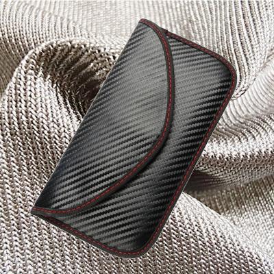 China Faraday Block Cell Phone Signal Cell Phone Fiber 20*10cm Carbon Fiber Anti-Radiation And Shield Silver Pouch for sale