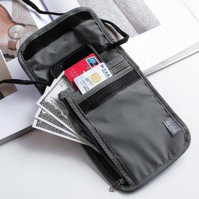 China Fashion RFID Passport Holder Adjustable Neck Strap Secret Wallet for sale