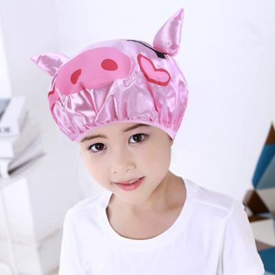 China Child Sustainable Cartoon Double Layer Waterproof Shower Hats Bath Caps for sale