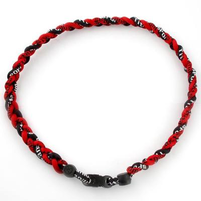 China Baseball Braided Necklace For Boys Three Braided Rope Tornado Titanium Necklace for sale