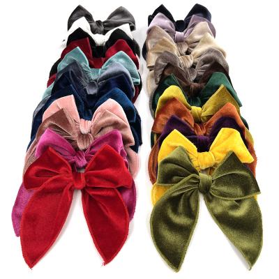 China Soft Velvet Fable Bow Hair Clips Baby Women Sailor Accessories Head Bows Hair Grips Large For Kids Christmas Hair Bow Barrettes for sale