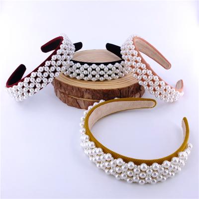 China Fashion Women Luxury Pearl Headband Wide Headbands With Pearls Girls Lady HeadbandHair Hoop Hair Accessories for sale