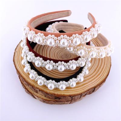 China Fashion Pearl Handmade Headband Baroque Pearl Headbands For Women Lady Wedding Hair Hoop Hair Accessories Gift Headbands for sale