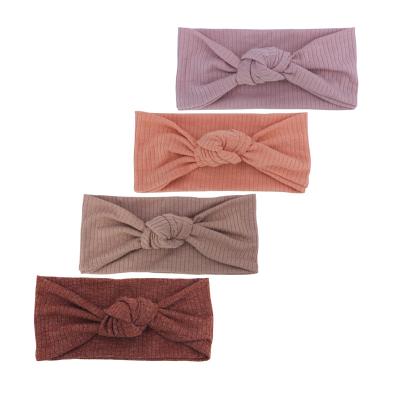 China Fashion Babies Ties Stretchy Cotton Turban Hair Band Accessories Ribbed Infant Toddler Headbands Headbands for sale