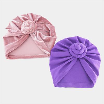 China Fashion Women Beanie Hat Toddler Baby Kids Cotton Velvet Turban Headwrap Head Scarf Headwear Accessories for sale