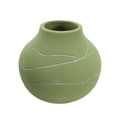 China Europe Ceramic Sandy Glaze Flower Pot Planter Pot With Polistone Rough Outer Pots For Garden Decoration for sale