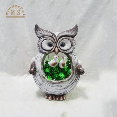 China Wholesale Minimalist Decoration Garden Relief Owl Statue Design Resin Animal Planter for Flower and Green Plant for sale