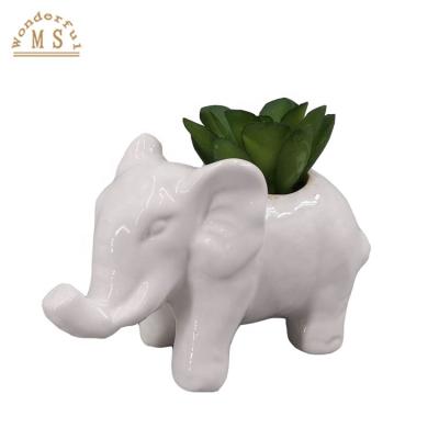 China Dolomite Elephant Swan Mini Flower Pot Animal Small Minimalist Flower Pot for Garden Decoration for sale