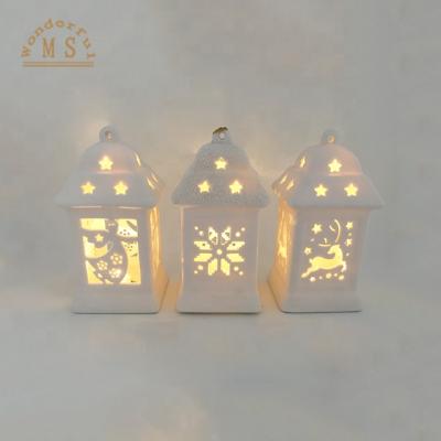 China Christmas hanging decorative ceramic LED light Christmas ornaments, hanging ornaments, imported Christmas ornaments for sale