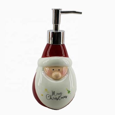 China Red 2D 3D Bathroom Sets Santa Claus Christmas Bathroom Accessories Set Sandstone Viable Soap Dispenser For Homeware Festival Gift for sale