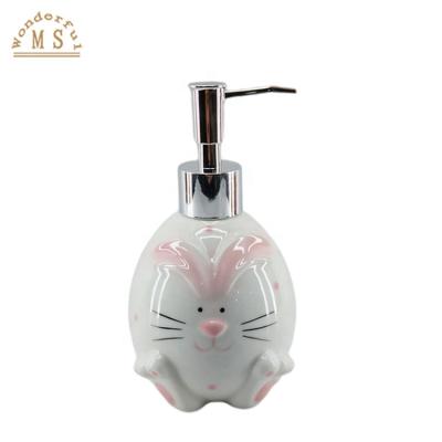 China Viable Ceramic Rabbit Bunny Easter Style Bathroom Soap Dispenser Gift Sets For Homeware for sale