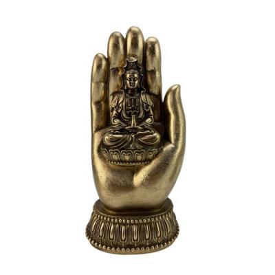 China China Resin Palm Buddha Figurines Resting Antique Sculpture Gold Statue Idol Buddha Statue Available In Polystone for sale