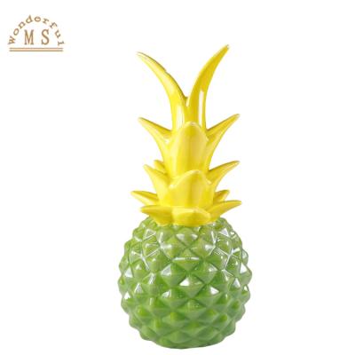 China Art Decor Ceramic Solid Fruit Ornaments Flowerpot Gift Item Pineapple Pot Canister Home Dish for sale