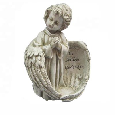 China Wholesale Custom Europe Resin Angel Candle Holder For Grave Decor for sale