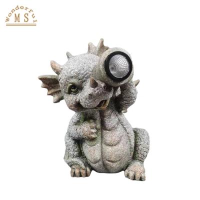 China Eco-friendly Animal Magnesia Dragon Statue with Solar Light for Garden Decoration for sale