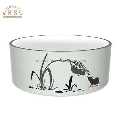 China Viable Circle Shape Ceramic Cat Dog Food / Porcelain Pet Bowl Portable Multicolor Water Feeder Viable Designer With Customized Logo Printing for sale