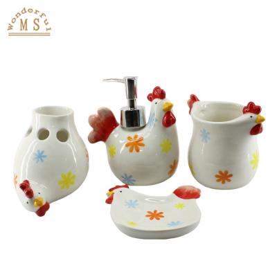 China Viable 3D Easter Happy Coloring Egg And Animal Design 4 Piece Ceramic Sanitary Sets For Home And Hotel Bathrom And Kitchen Using Gift for sale