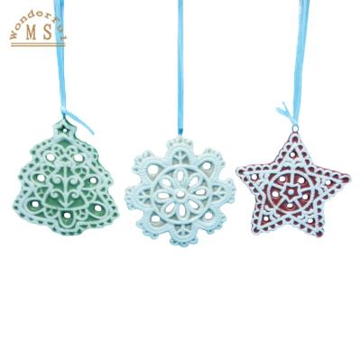 China Durable and hard lasting using hanging ceramic Christmas tree ornament with 6pcs design and color for your holiday party for sale