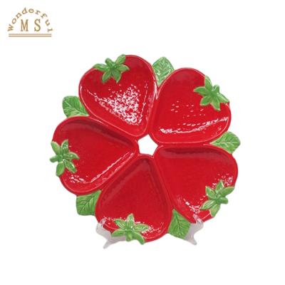 China OEM Disposable Ceramic Strawberry Dish Food Tray 3d Style Food Holders Multi Tray Porcelain Banana Salad Banana Salad Citrus Lemon Baking Dish for sale