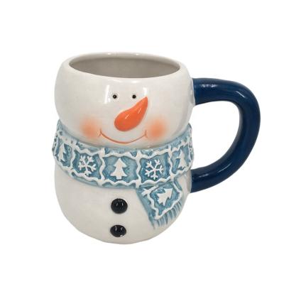 China Sustainable Cute Snowman Shaped Coffee Mugs 3D Mugs Mug Cup Ceramic Kitchenware Gift Home Decor for sale