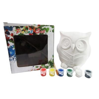 China Europe 6 color DIY painting ceramic owl shaped coin bank children toys, china import toys, ceramic toys for sale